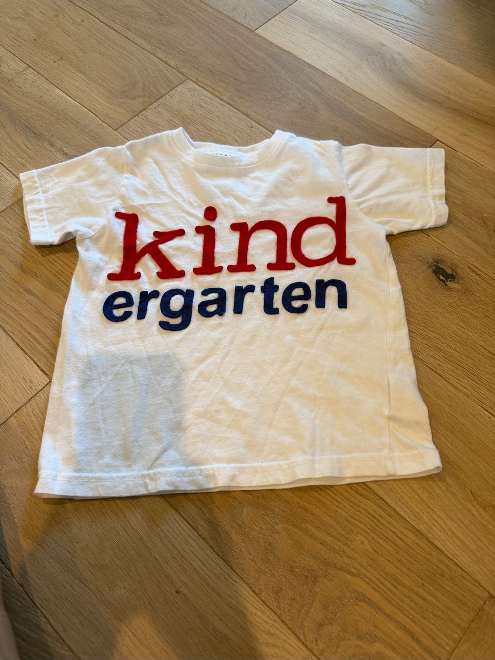 SWANK White Kids Tee with Red & Blue 'Kind' Graphic
